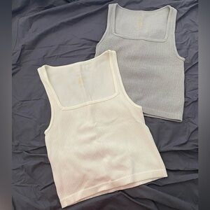 white and grey Gypsy & Jade ribbed tank tops